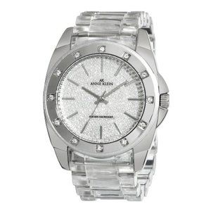 *SOLD* Anne Klein Transparent Silver Face Clear Plastic Link Watch 10/9179PVCL
